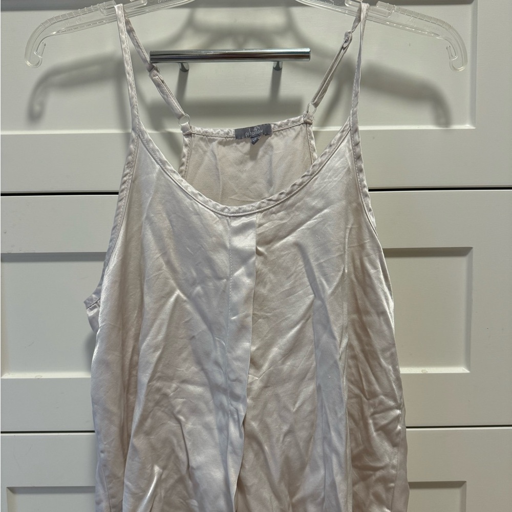 PJ Harlow Satin Sleep Cami in Pearl, Size XS